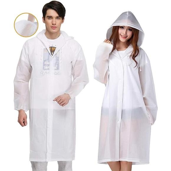 Rain Poncho for Adults, 2 Pack EVA Reusable Raincoat Emergency Rain Gear Jacket - Picture 1 of 7